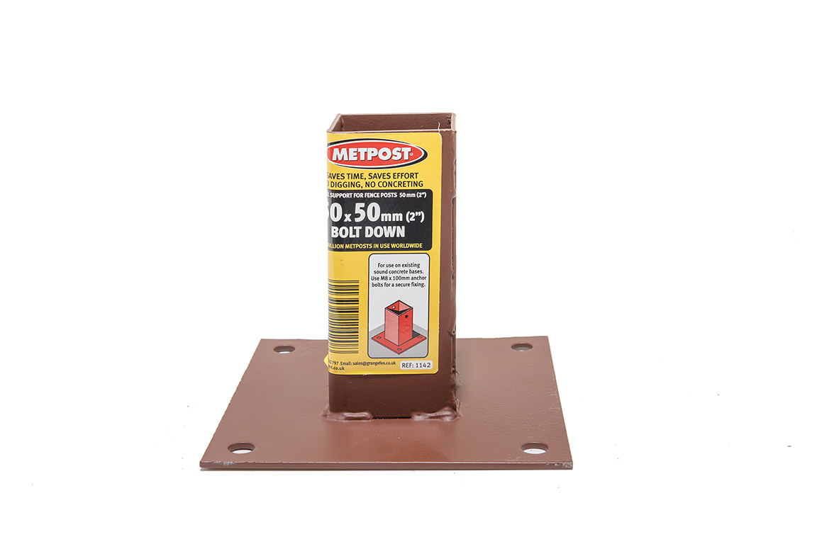 Metpost Plain Box Post Support 50mm Bolt Down