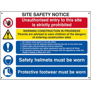 Composite Site Safety Notice Sign 800 x 600mm