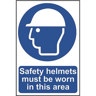 Safety Helmets Must Be Worn In This Area - PVC Sign 200 x 300mm