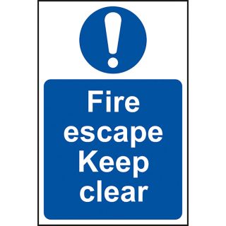 Fire Escape Keep Clear - PVC Sign 200 x 300mm
