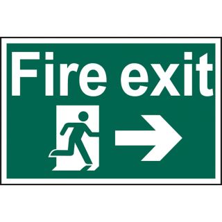 Fire Exit Running Man Arrow Right - PVC Sign 300 x 200mm
