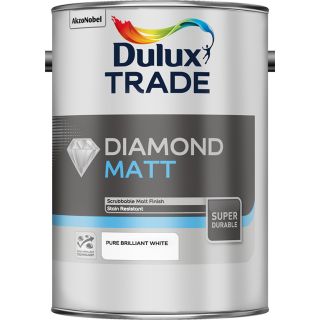 Dulux Trade Diamond Matt Pure Brilliant White Paint 5L