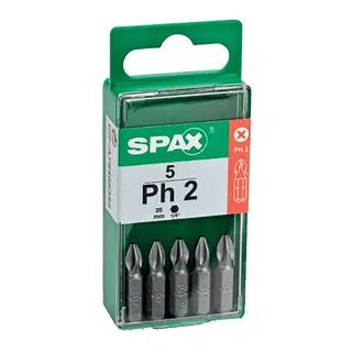 Spax Pozi & Phillips Drill Bits PH2 25mm - Pack of 5