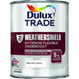 Dulux Trade Weathershield Exterior Flexible Brilliant White Undercoat 1L