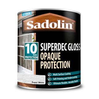 Sadolin Superdec Gloss – Opaque Finish For Wood and Other Surfaces With 10 Year Protection - Super White - 1L