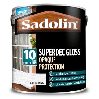 Sadolin Superdec Gloss – Opaque Finish For Wood and Other Surfaces With 10 Year Protection - Sper White - 2.5L