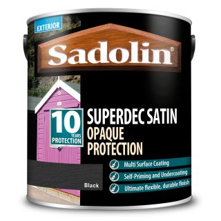 Sadolin Superdec Satin - Opaque Exterior Wood Finish With 10 Year Protection - Black – 2.5L