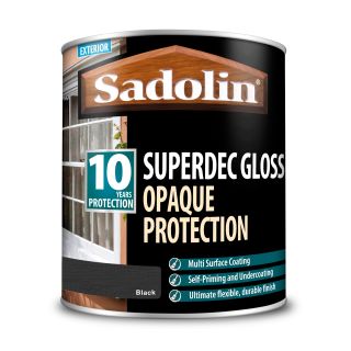 Sadolin Superdec Gloss – Opaque Finish For Wood and Other Surfaces With 10 Year Protection - Black – 1L
