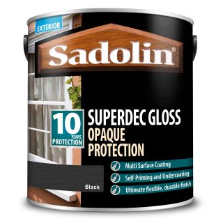 Sadolin Superdec Gloss – Opaque Finish For Wood and Other Surfaces With 10 Year Protection - Black – 2.5L
