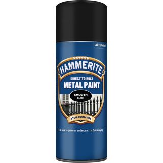 Hammerite Metal Paint Smooth Black Aerosol
