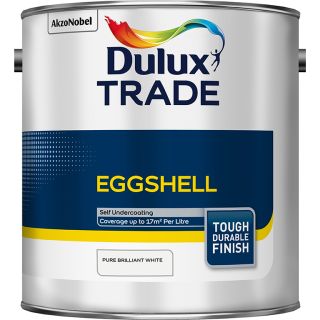 Dulux Trade Eggshell Pure Brilliant White Paint 2.5L