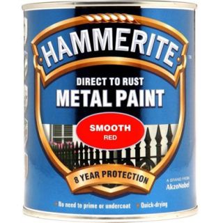 Hammerite Smooth Red Direct to Rust Metal Paint 750ml