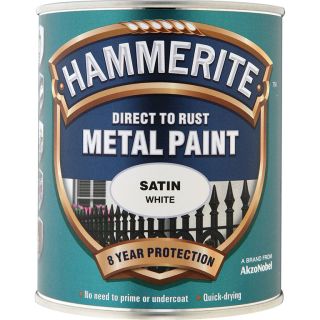 Hammerite Satin White Direct to Rust Metal Paint 750ml
