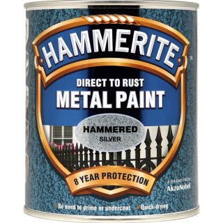 Hammerite Hammered Silver Direct to Rust Metal Paint 750ml