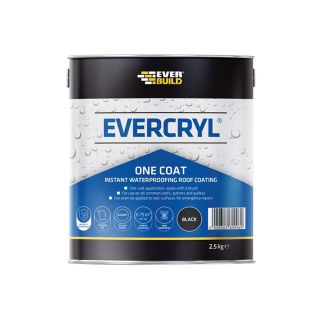 Everbuild Evercryl Black One Coat Instant Waterproofing Roof Coating 2.5Kg