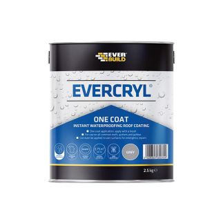 Everbuild Evercryl Grey One Coat Instant Waterproofing Roof Coating 2.5Kg
