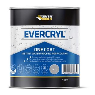 Everbuild Evercryl Grey One Coat Instant Waterproofing Roof Coating 1Kg
