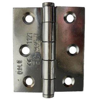 Dale Hardware Polished Chrome Grade 7 Fire Hinges with Intumescent Plates 102mm - Pack of 3