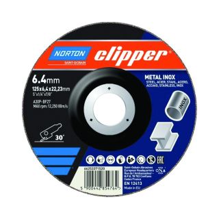 Norton Clipper Depressed Centre Metal Inox Grinding Disc 115 x 6.0 x 22.23mm