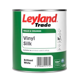 Leyland Trade Vinyl Silk Brilliant White Paint 1L