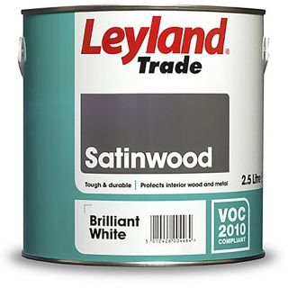 Leyland Trade Satinwood Brilliant White Paint 2.5L