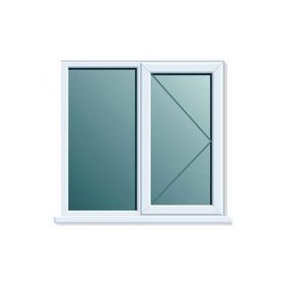 White UPVC Clear Glazed Window Side Hung Right Hand Hinged 1190 x  1190mm