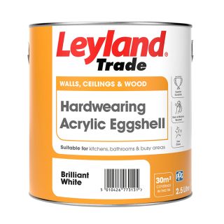 Leyland Trade Eggshell Brilliant White Paint 2.5L