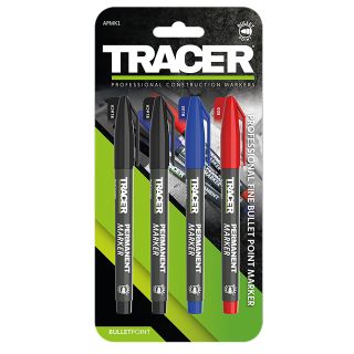 Tracer Set of 4 Markers - Black, Red and Blue