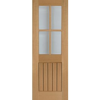 Mendes Unfinished Oak Mexicano 4 Light Glazed Internal Door 35 x 1981 x 686mm