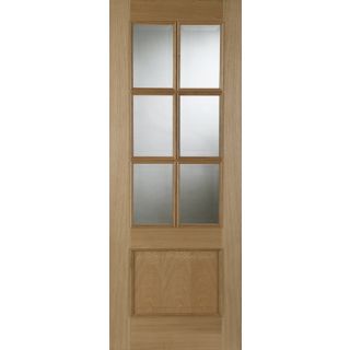 Mendes Unfinished Oak Iris 6 Light Glazed Internal Fire Door 44 x 1981 x 762mm