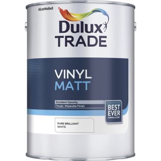 Dulux Trade Vinyl Matt Pure Brilliant White Paint 5L