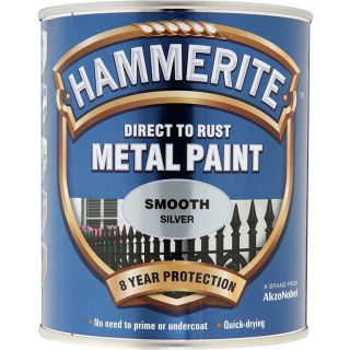 Hammerite Smooth Silver Direct to Rust Metal Paint 750ml