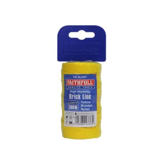 Faithfull Hi-Vis Yellow Nylon Brick Line 100m